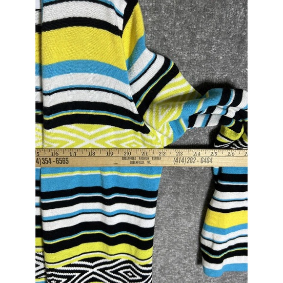 Relativity Striped Diamond Long Sleeve‎ Open Front Duster Sweater Womens Medium - Picture 15 of 16